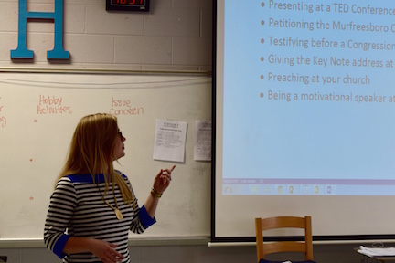 Andrea Holder teaching her class.