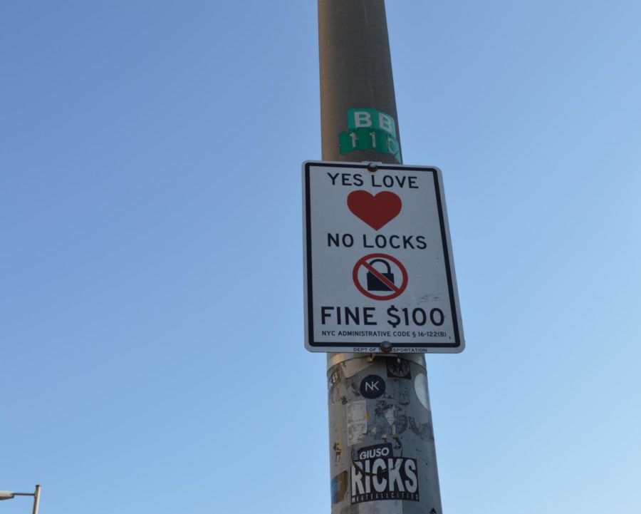 Day Two:
We decided on this day that we wanted to walk the Brooklyn Bridge. One of the first things I saw when I reached the bridge was this sign. Yes love. No locks. 