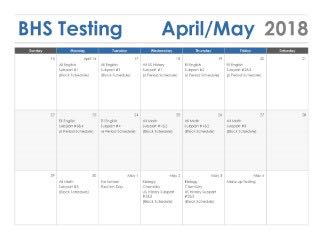 BHS EOC Testing Schedule