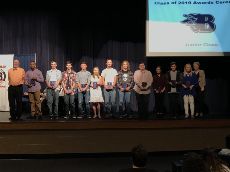 Elective Awards:
-Outstanding STEM Student:  Matthew Vanhoutte
-Outstanding STEM Student:  Michael Getzinger
-Outstanding Junior in Business Education:  Jacob Spence
-Outstanding Junior in Agriculture Education:  Jameson Kitzler
-Outstanding Junior in Marketing Education:  Svetlana Baranova 
-Outstanding Junior in Culinary Arts:  Jack Peterson 
-Outstanding Junior in Information Technology:  Ryley Perez
-Outstanding Junior in Health Science:  Mena Rathmanyphay
-Outstanding Junior in Early Childhood Education:  Natalie Walker
-Outstanding Junior in Early Childhood Education:  Marland Young 
-Criminal Justice III:  Malia Xayachack
-A/V Production II Student of the Year:  Ashley Perhac
-A/V Production I Student of the Year:  Joshua Kleinschmidt