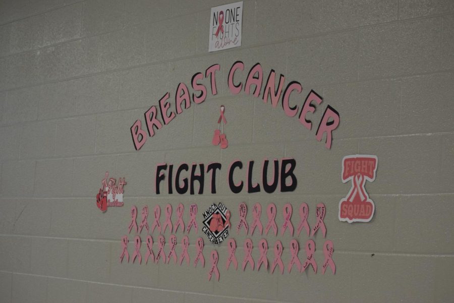 Breast Cancer Fight Club wall outside of E-08 to show support for those who have fought Breast Cancer 