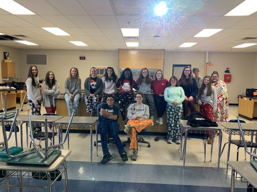 Xavier Bowers (front left) with his Earth Science class taught by Cortney Meadows his freshman year. 