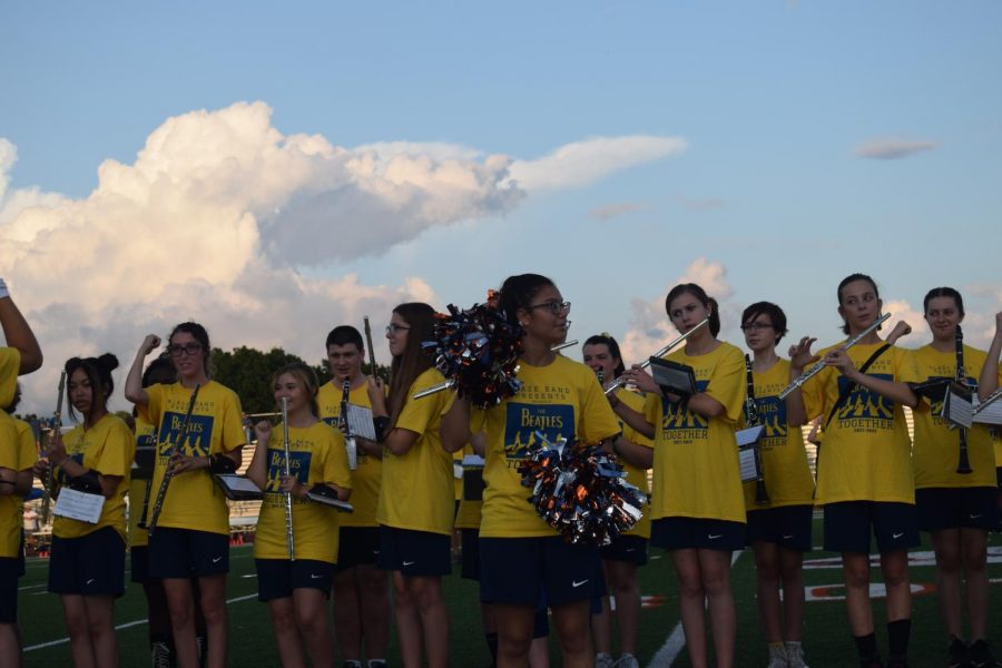 The band plays the Blackman Blaze fight song.