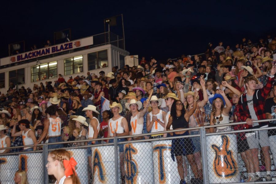 Blackman students come together to cheer on the Blackman football team.