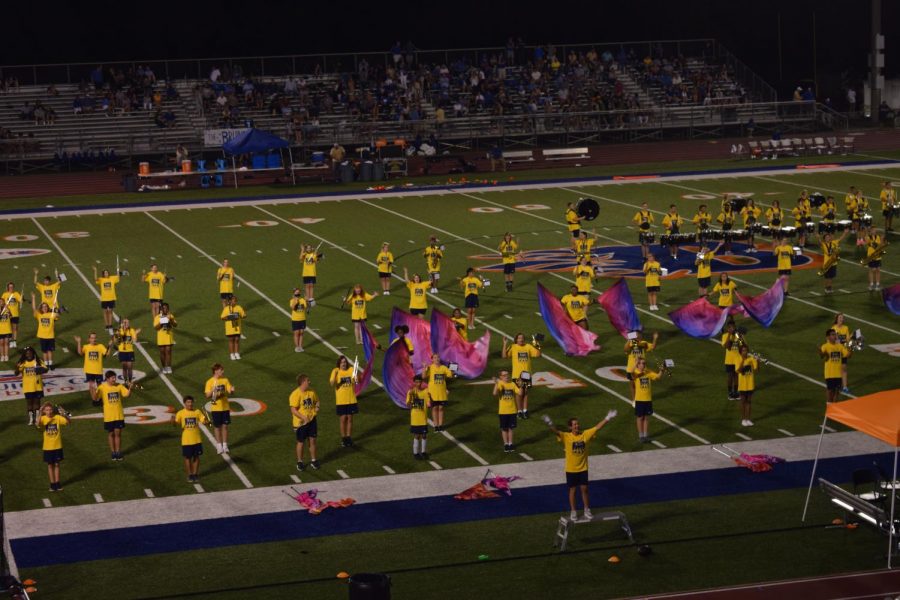 The Blackman Blaze band performs "Come Together", a Beatles medley, for the half-time show.