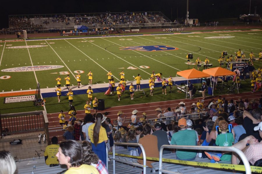 The Blaze band finishes the half-time show with the Blackman fight song.