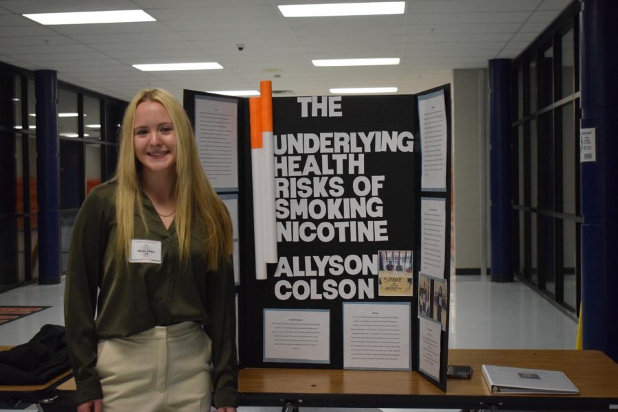 Allyson Colson researched the underlying health risks cause by smoking nicotine. 