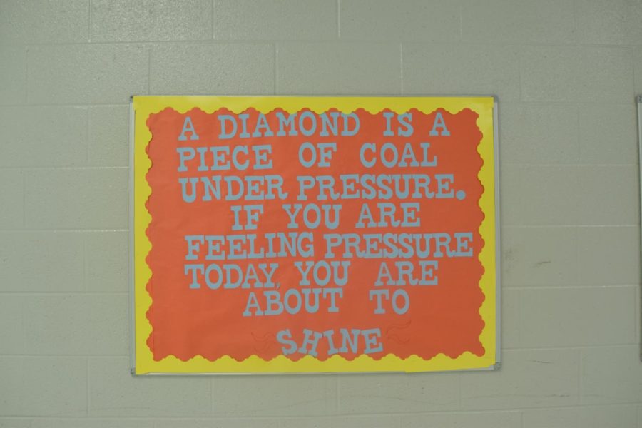 The pressure produces precious theme of gems is displayed on the Renaissance Bulletin Board near the cove.