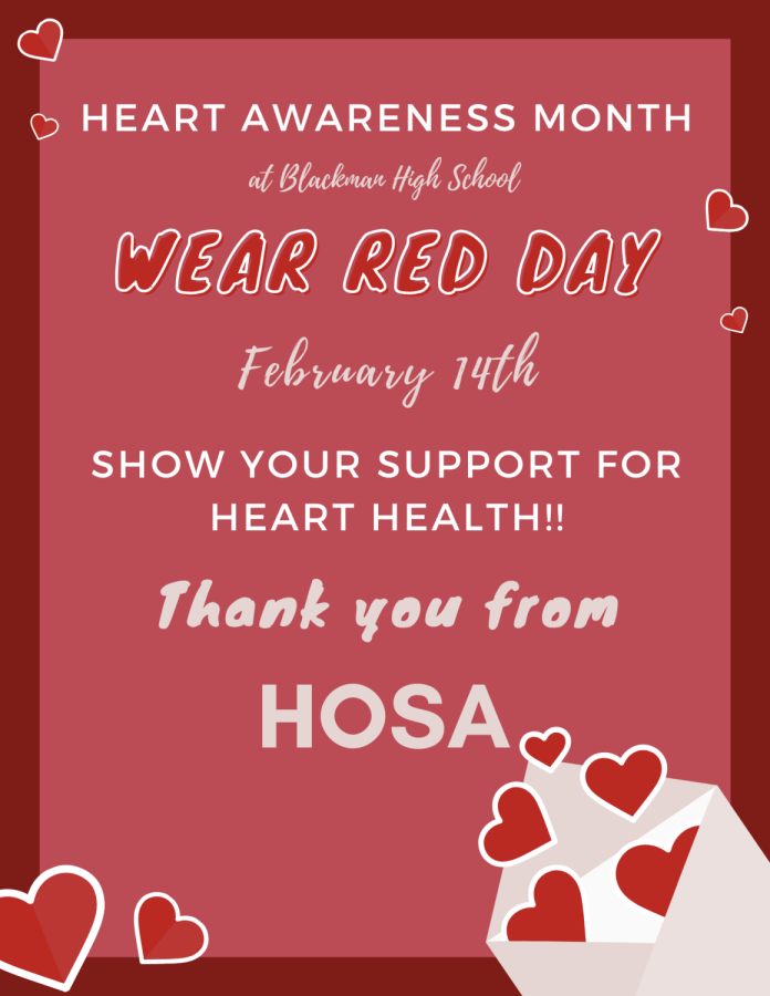 BHS is hosting a Wear Red Day to support heart health on February 14.