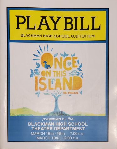 Once on This Island debuts at Blackman. More information about cast, crew, and the show in the Playbill. Remaining shows are Friday (senior night) at 7 pm and Saturday at 2 pm. $5 admission for students and $10 general public.