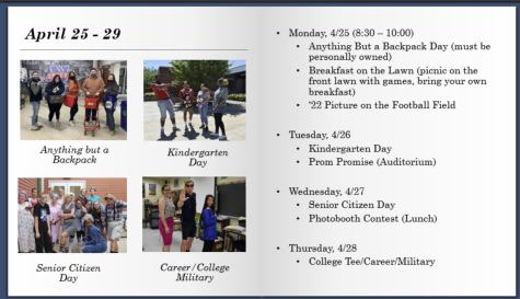 Senior week 2022 begins on April 25 and ends on April 29 with Prom.