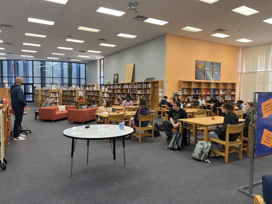 Scott Reintgen at the author visit in the library