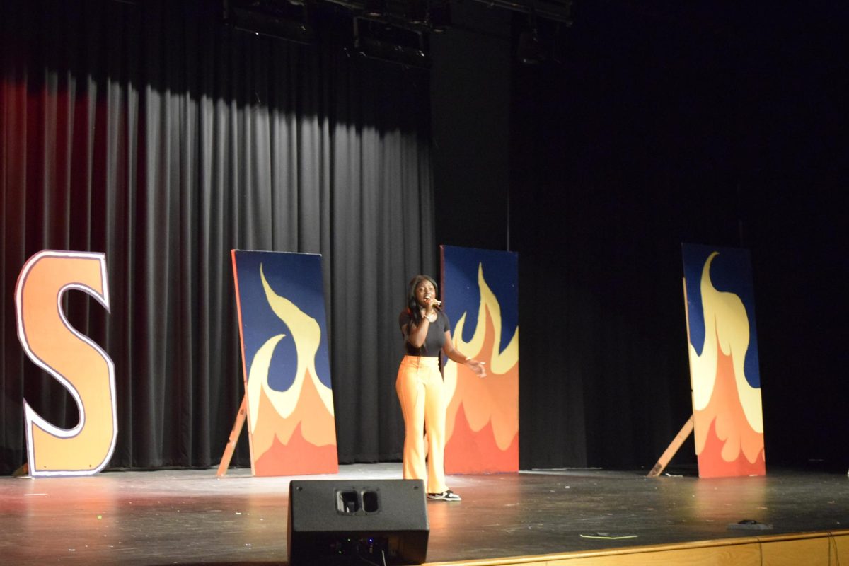 Tamia Harold performing in the variety show. 