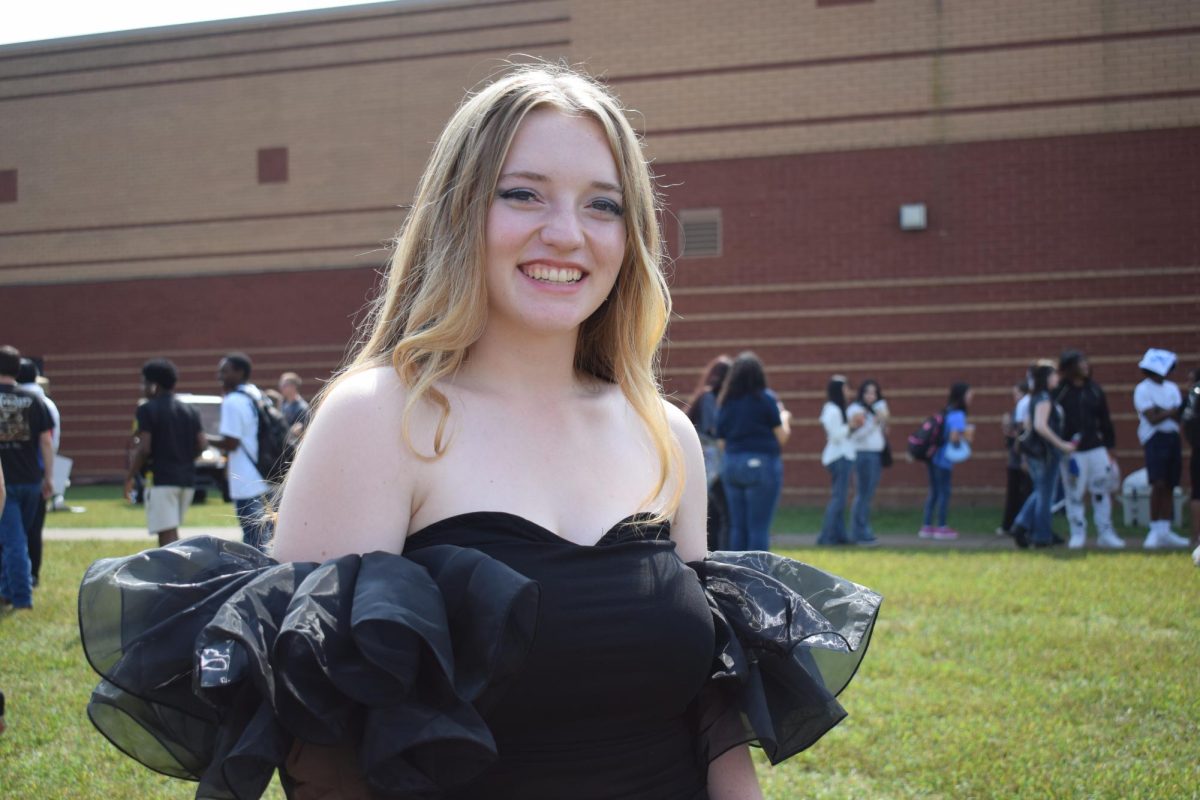 Isabella Smythe in her dress after the homecoming parade.