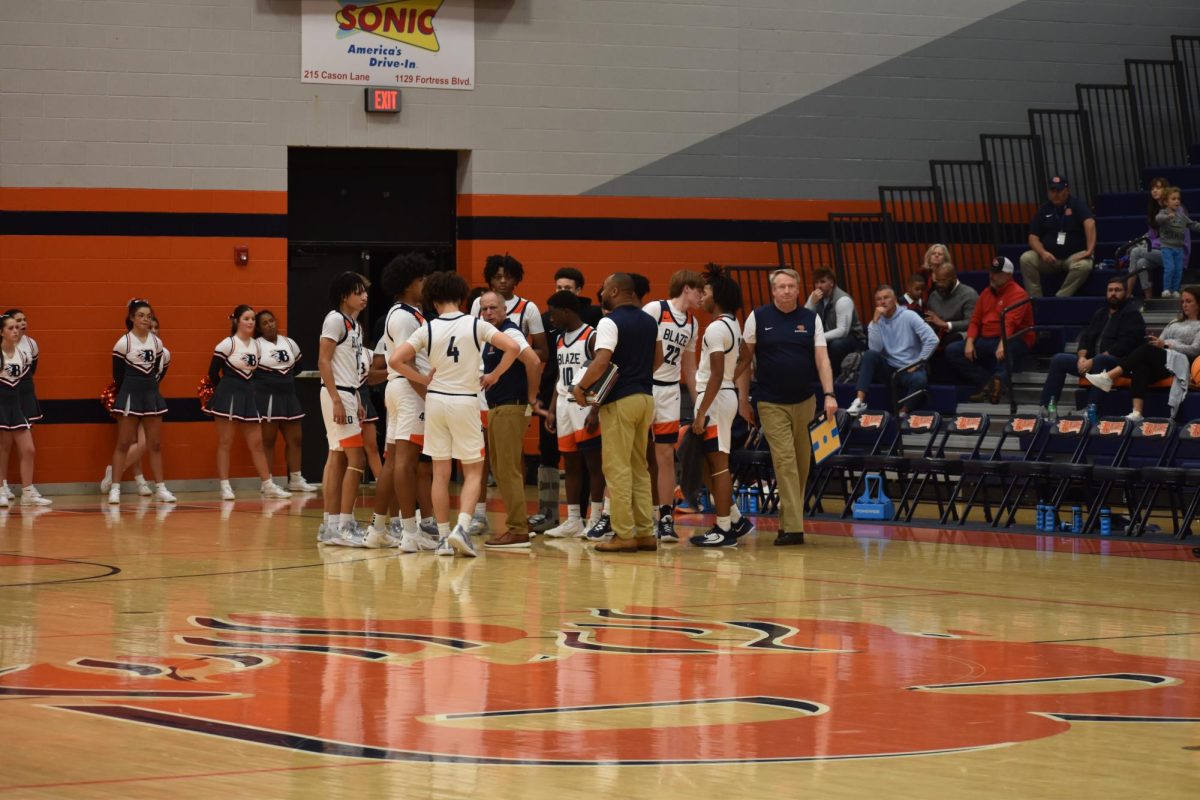 Blackman huddled during a timeout