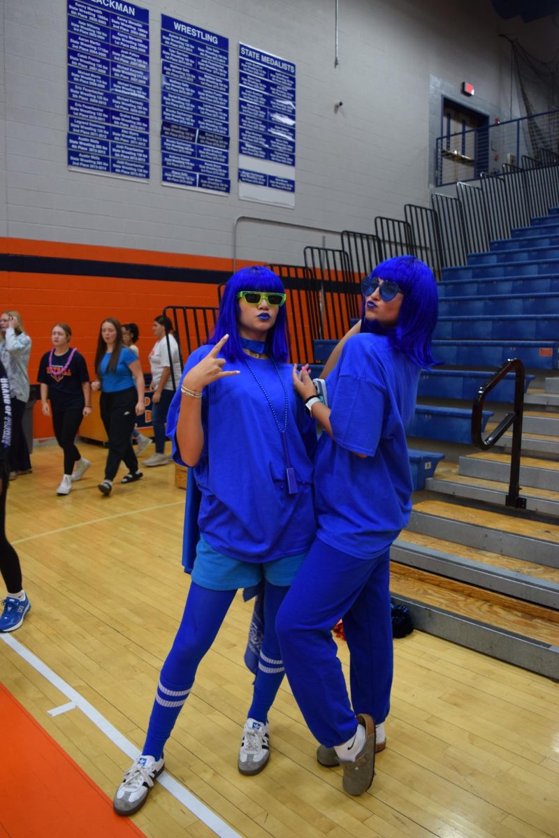 Charleigh Ann Catron and Mackenzie Littleton all dressed up for the first pep-rally