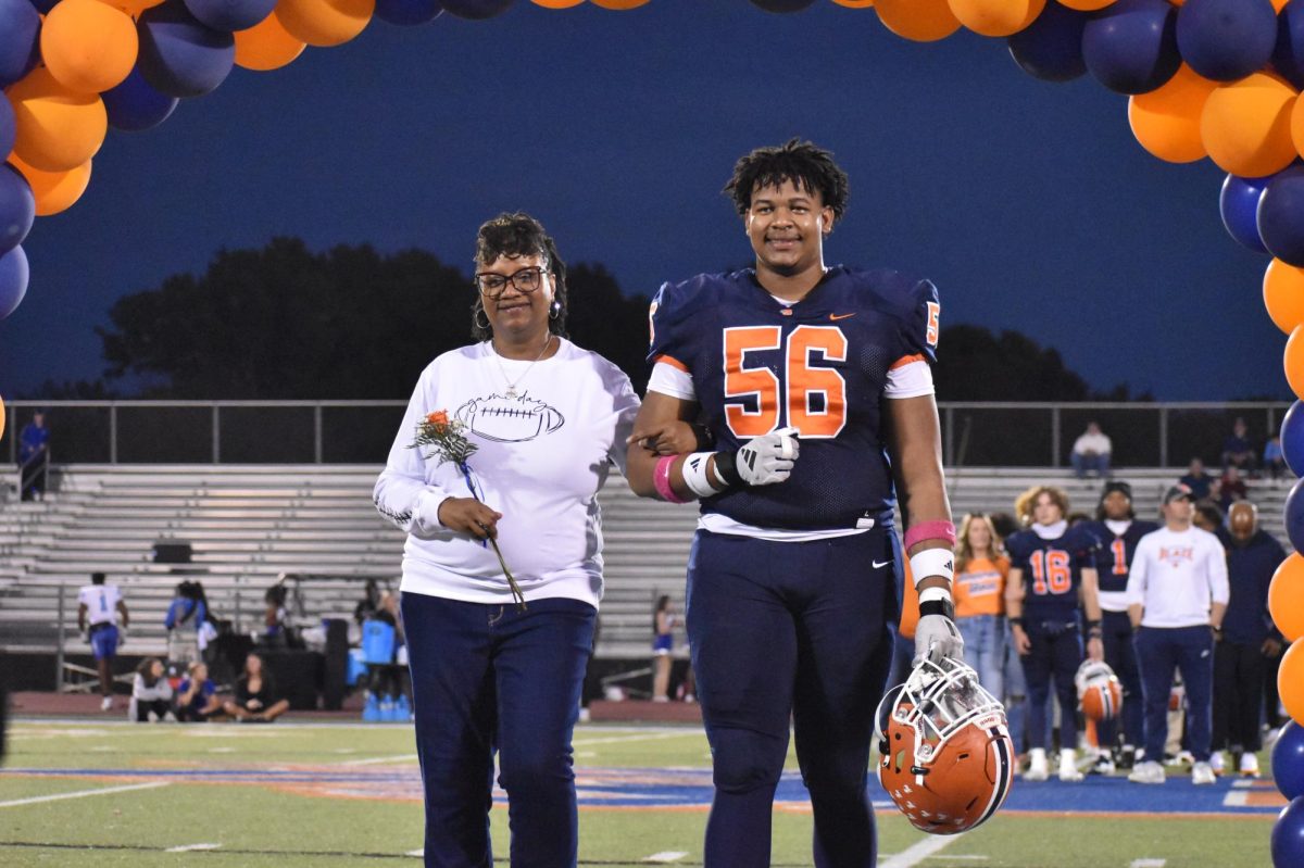 Senior Chris Barnett being recognized