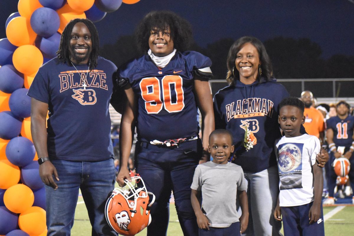 Senior James Hughes being recognized