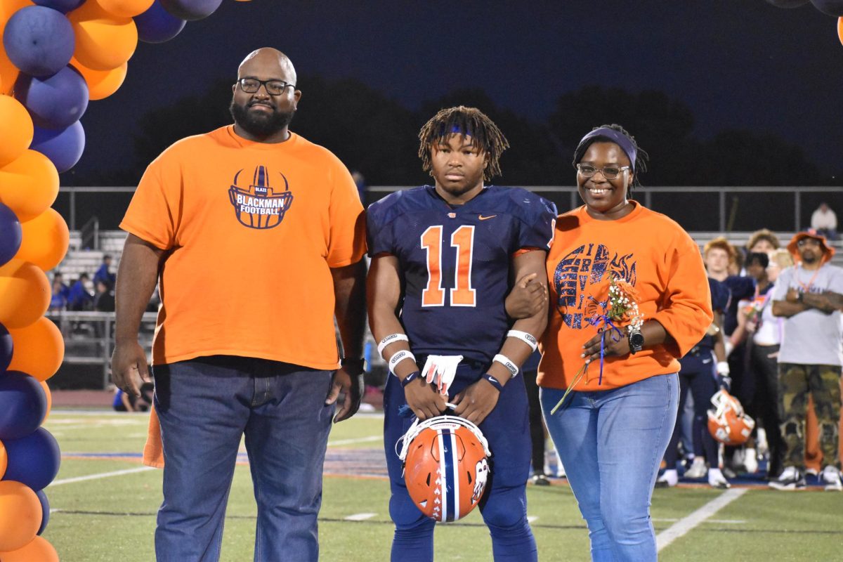 Senior Rodney Irvin being recognized