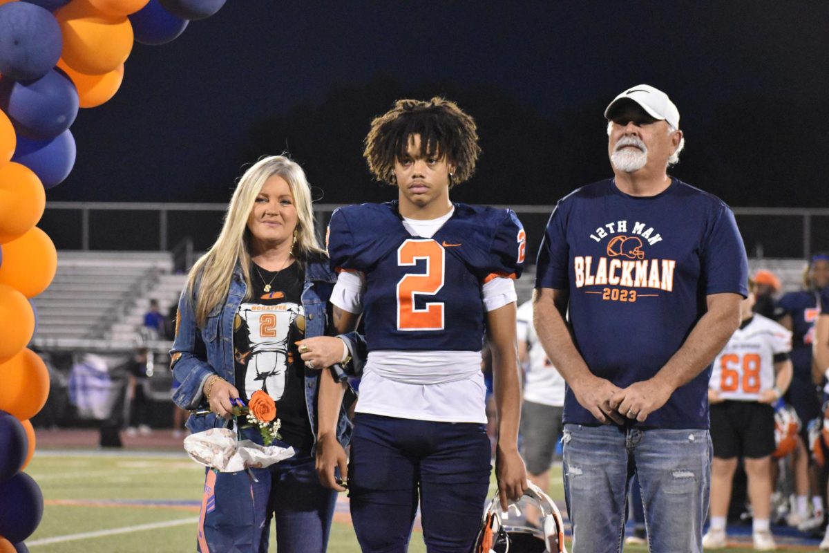 Senior Trey McGaffee being recognized