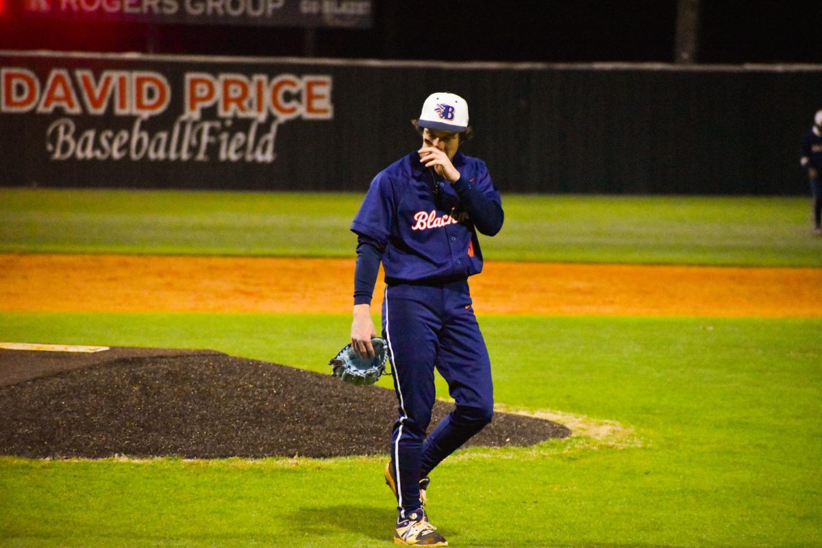 Spencer Dobratz walking off the mound 