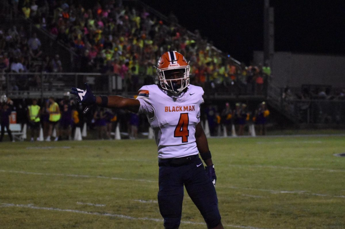 Senior Jaden Lark celebrating a first down
