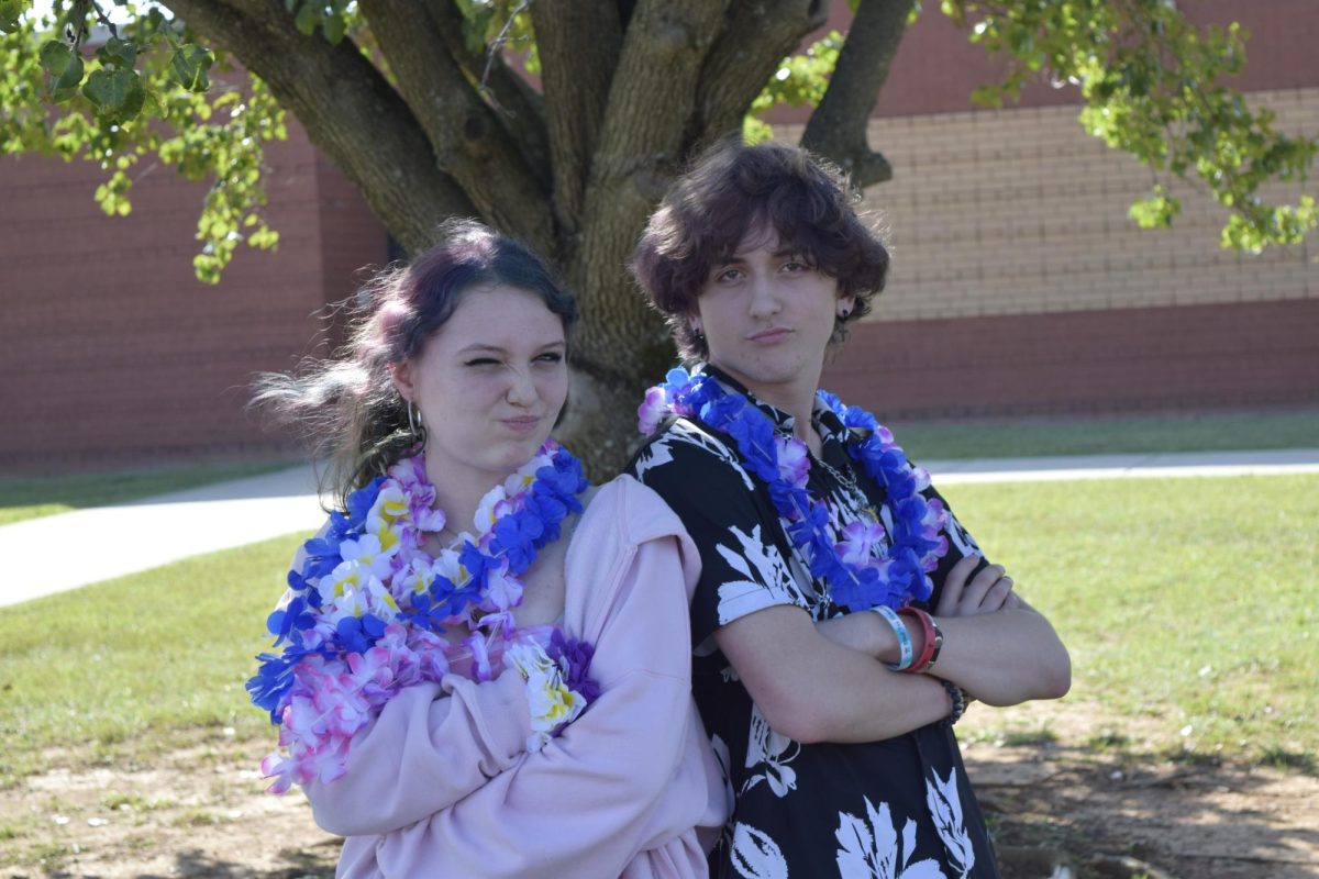 Students dressed up for Hawaiian day. 