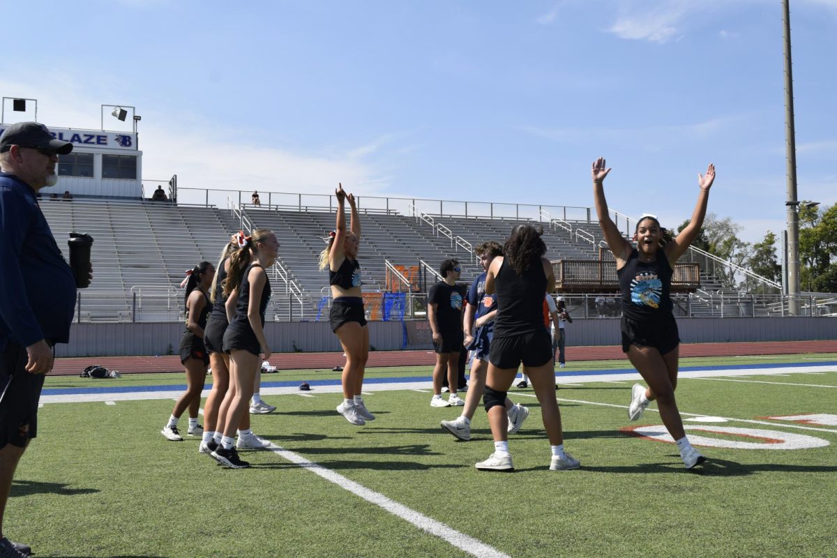 Students celebrating in Blaze Bash kickball.