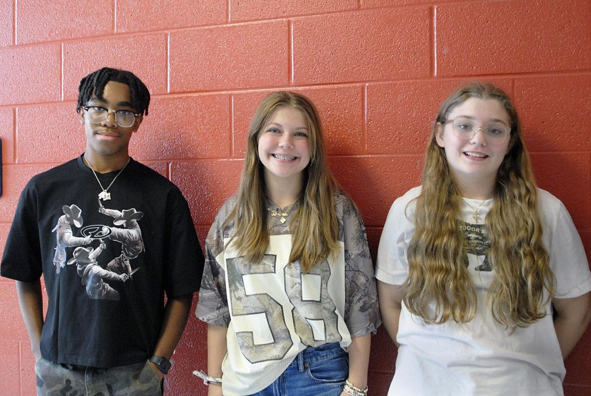 A group of students participating in camo dress up day