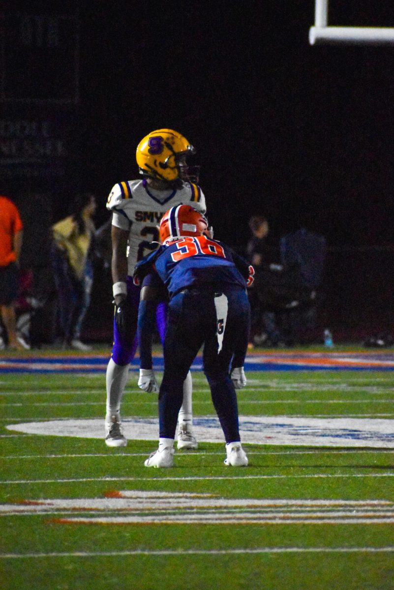 Chris Blevins guarding a Smyrna reciever 
